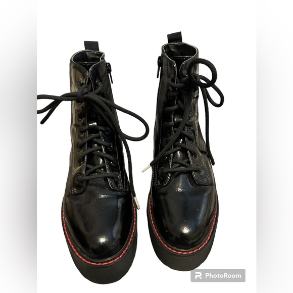 Steve Madden Cool Planet black patent leather Kreed platform Boots size 6 - Picture 1 of 8